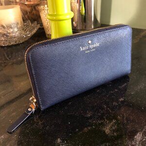 Kate Spade Wallet Saffiano Leather Navy Blue